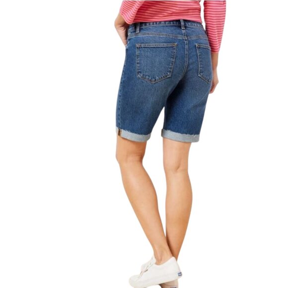 Talbots Girlfriend Denim Bermuda Shorts 9" Inseam Rolled Cuff Gracie Wash NEW - Picture 11 of 12